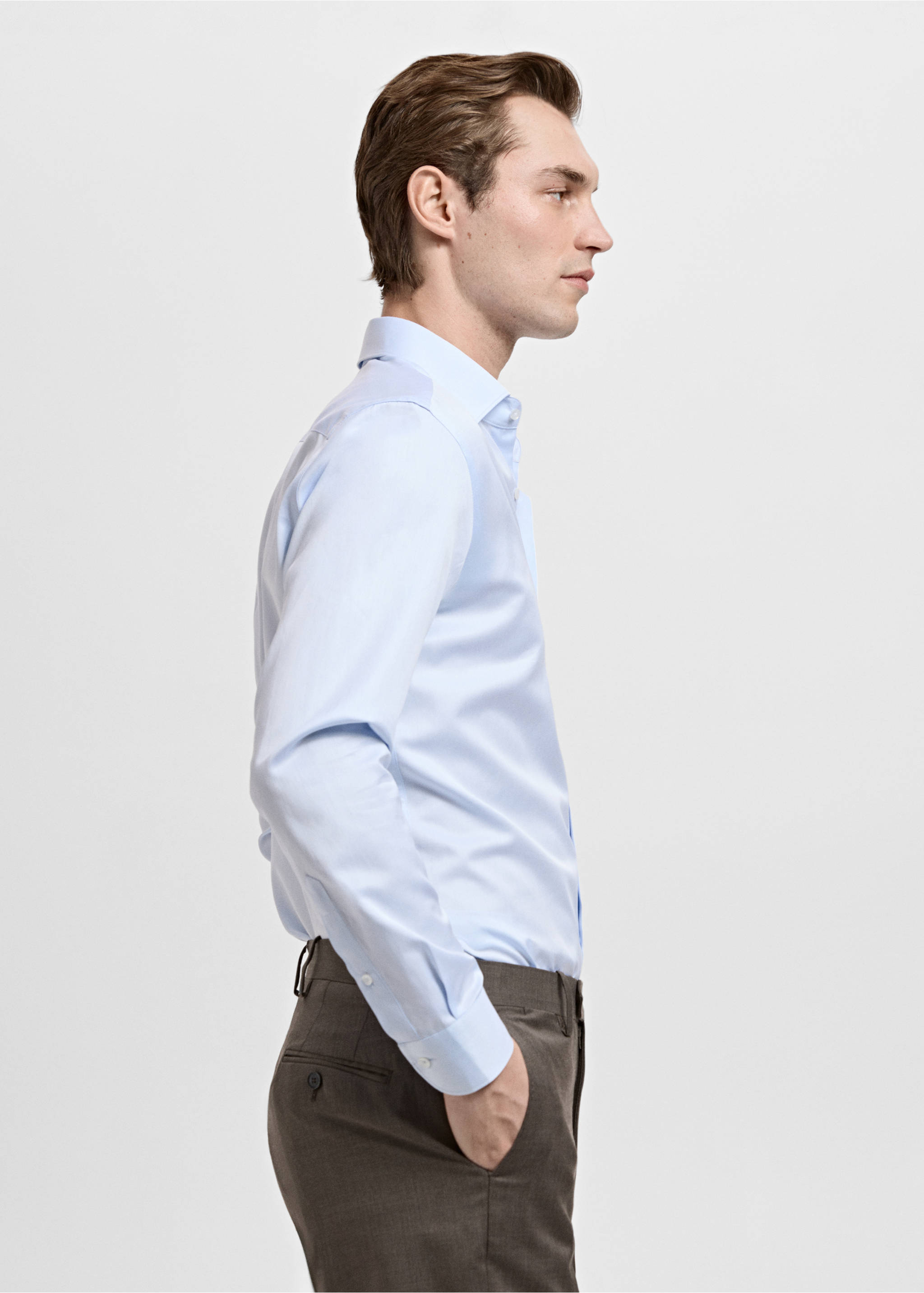 Koszula garniturowa slim fit z bawełny - Szczegóły artykułu 2, Błękitny. Ref: 27091223-00.