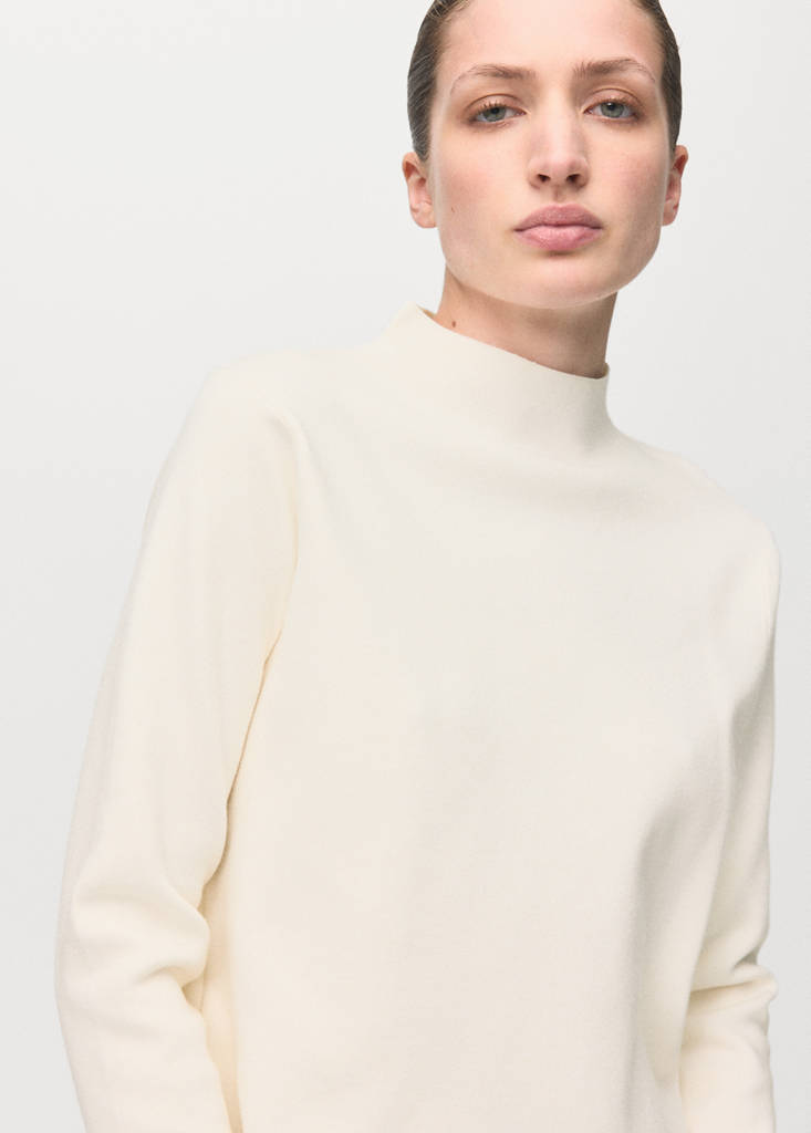 Knitted sweater with perkins neck — Ecru