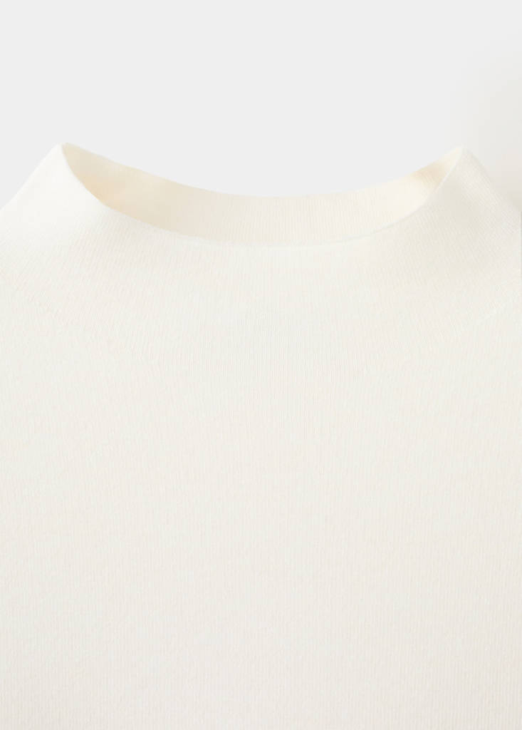 Knitted sweater with perkins neck — Ecru