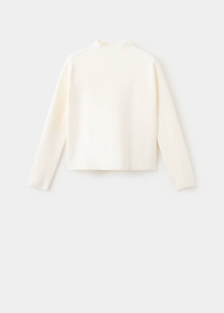 Knitted sweater with perkins neck — Ecru
