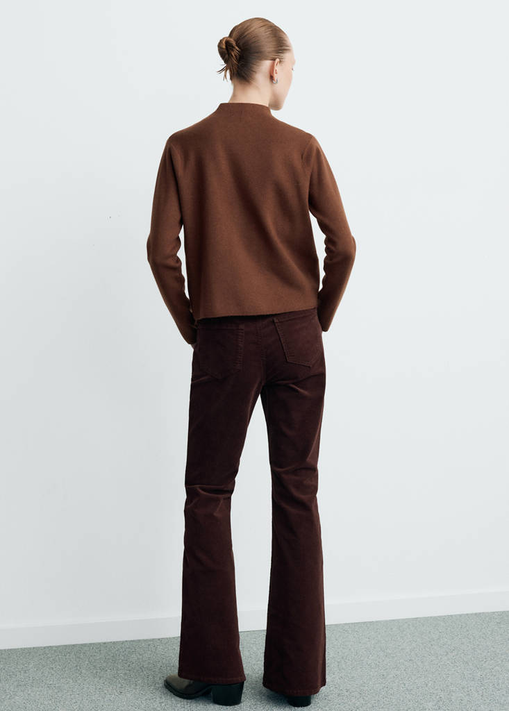 Knitted sweater with perkins neck — Caramel