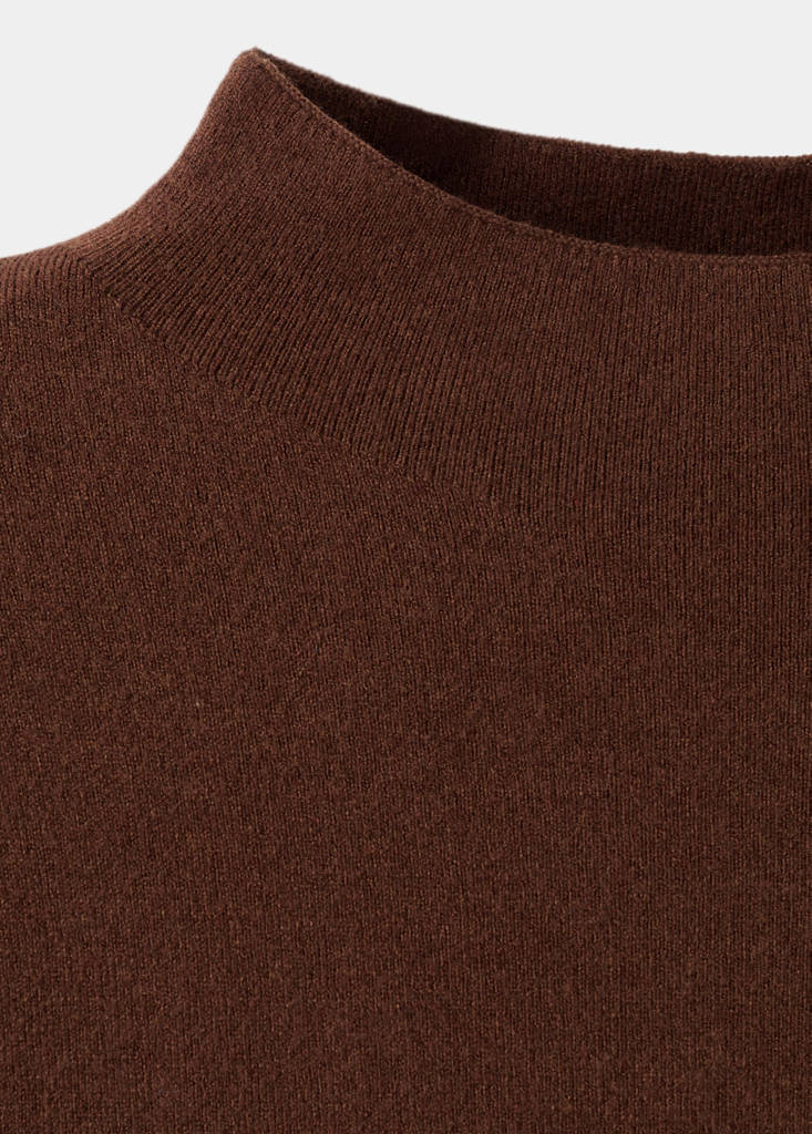 Knitted sweater with perkins neck — Caramel