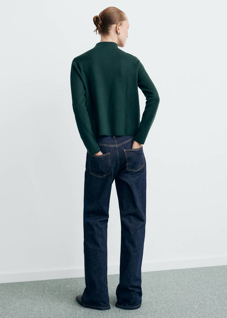 Knitted sweater with perkins neck — Dark Green