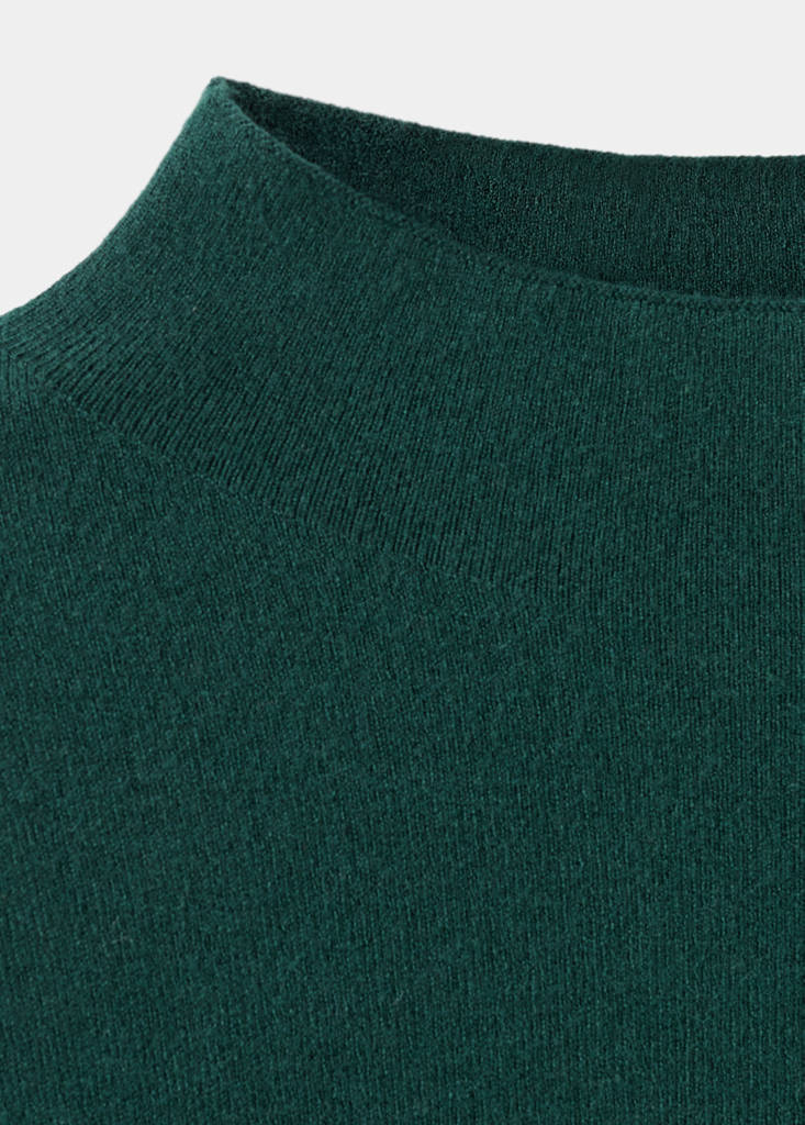 Knitted sweater with perkins neck — Dark Green