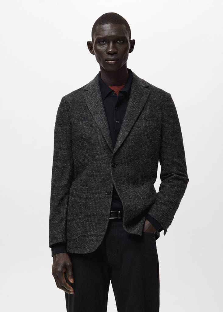Slim fit flecked wool blazer — Grey