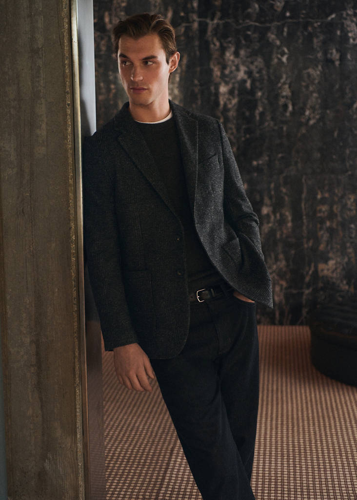 Slim fit flecked wool blazer — Grey
