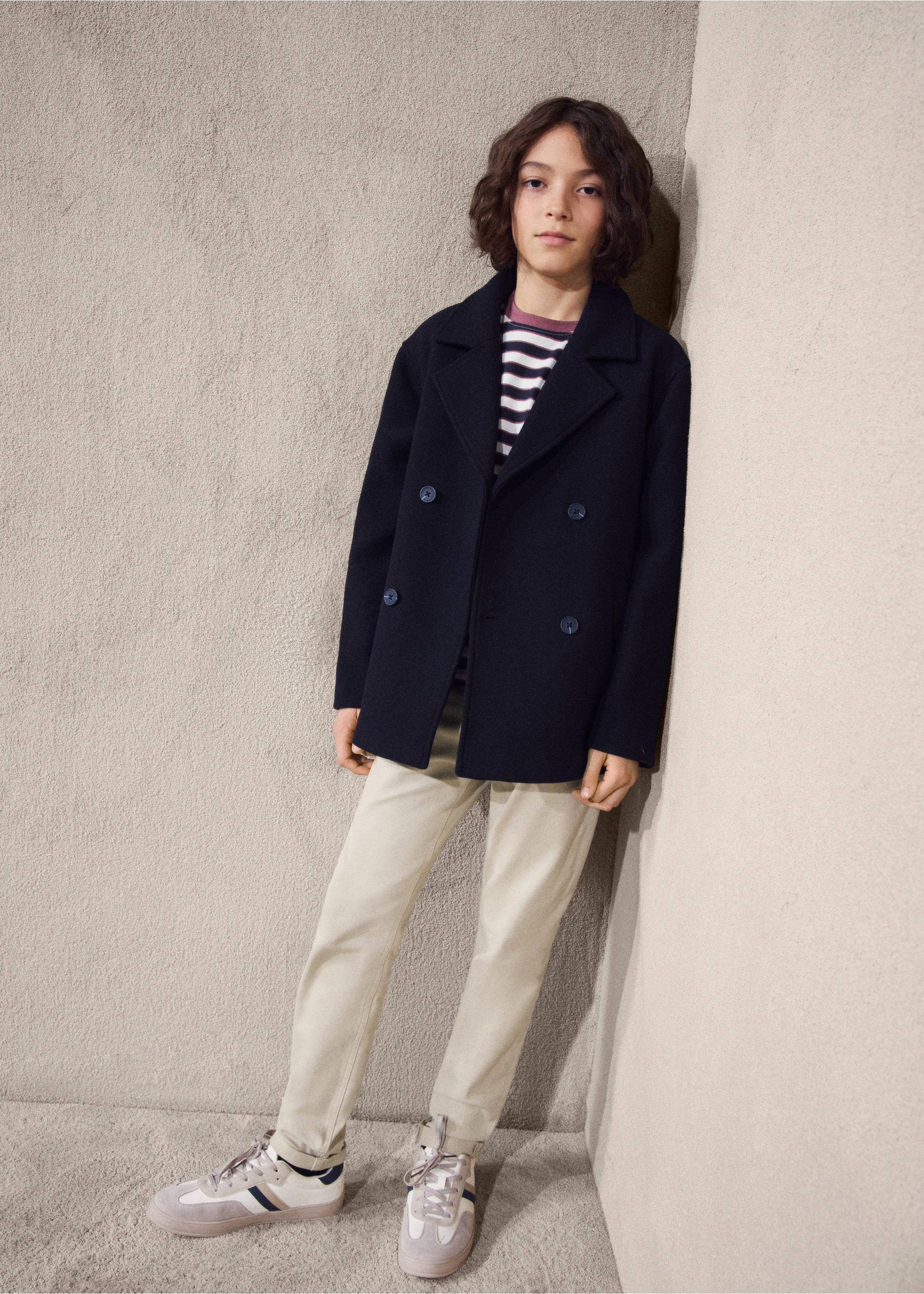 Straight trousers with turn-up hem - Details of the article 5, Beige. Ref: 27091233-00.