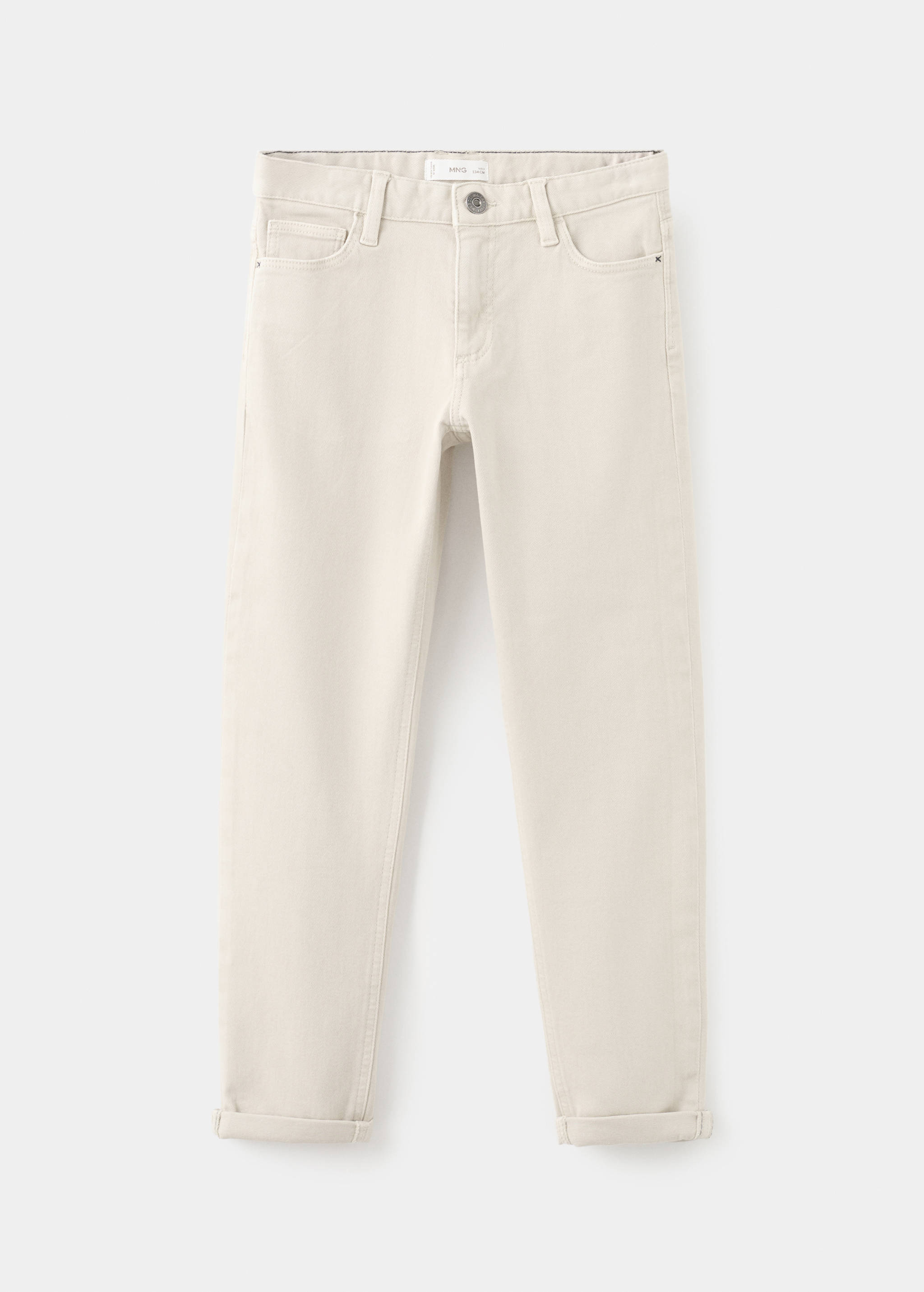 Straight trousers with turn-up hem - Article without model