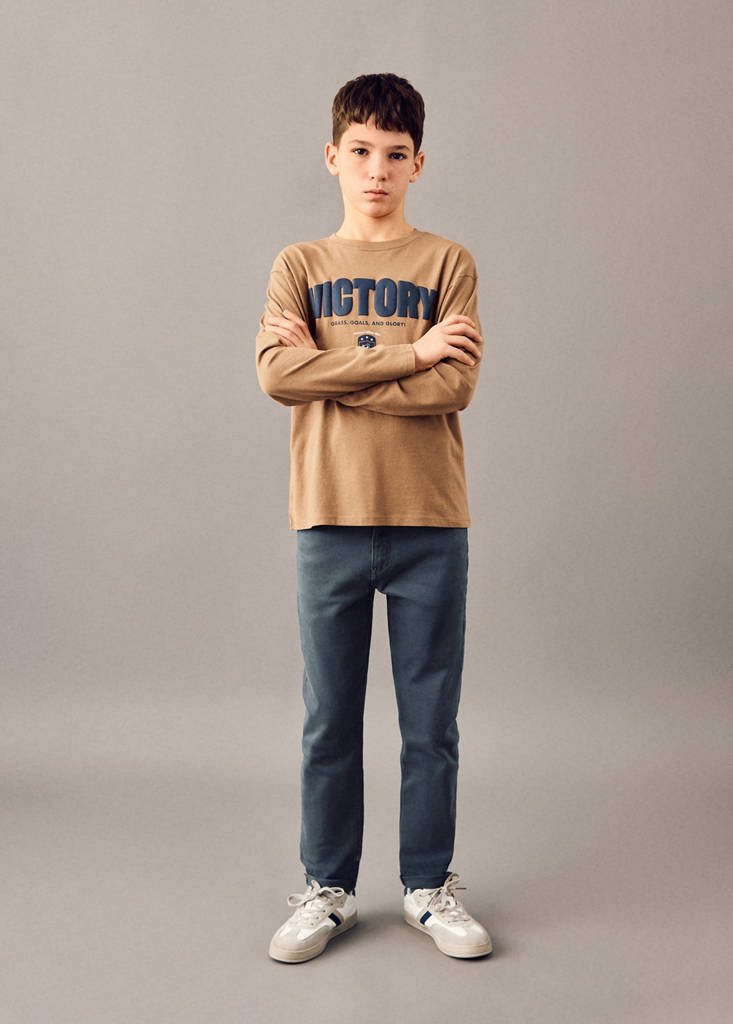 MANGO KIDS - Pantalon droit avec ourlet bleu marine - 10 - Garçon