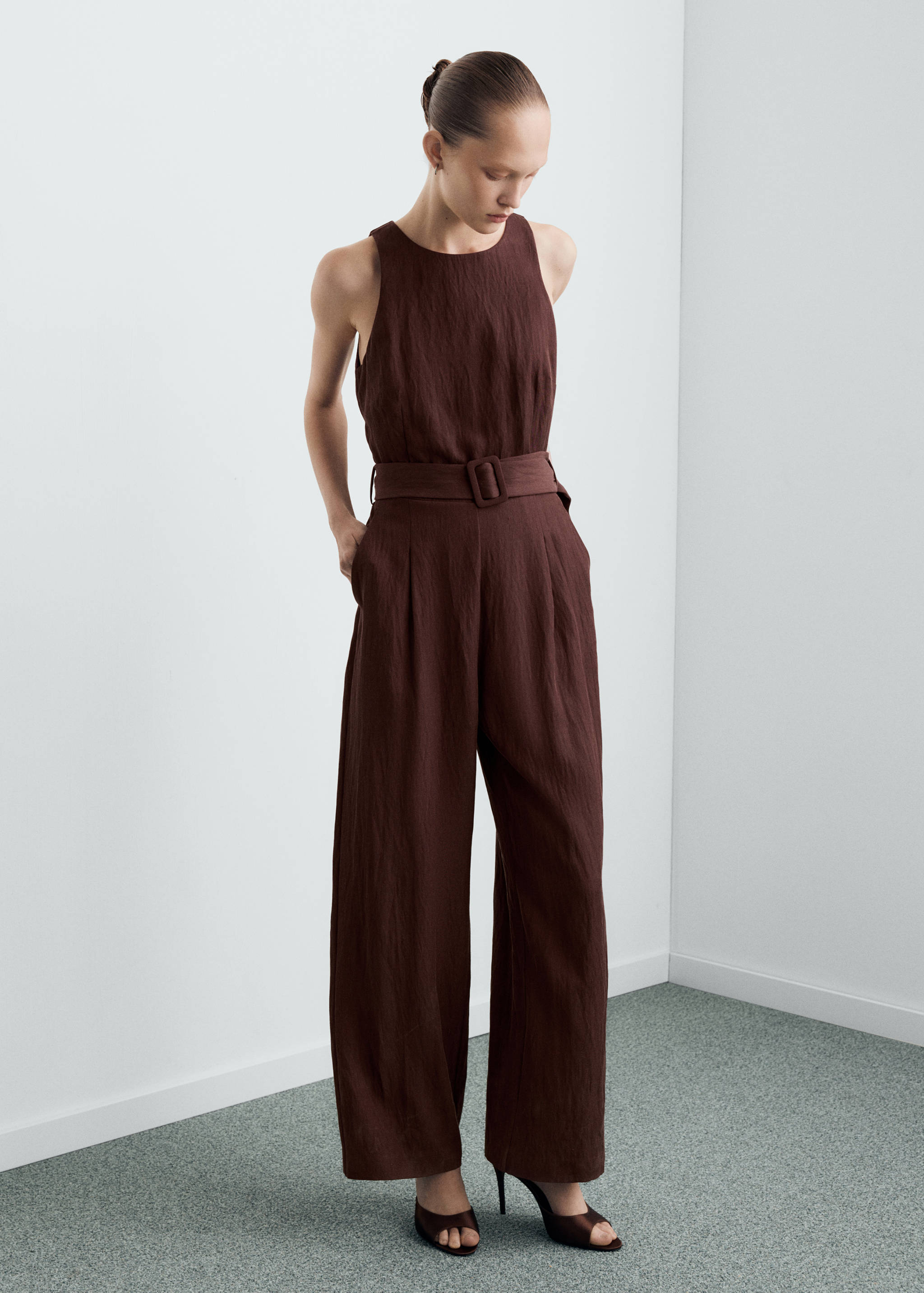 Lyocell jumpsuit with belt - General plane