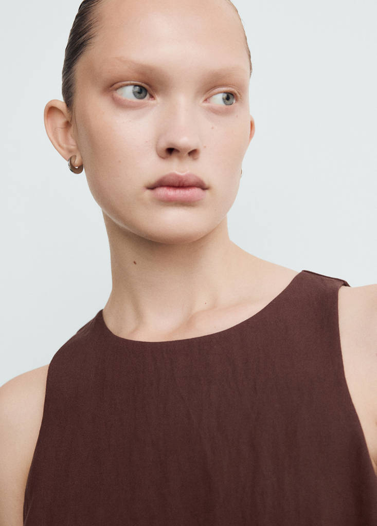 Lyocell jumpsuit with belt — Brown