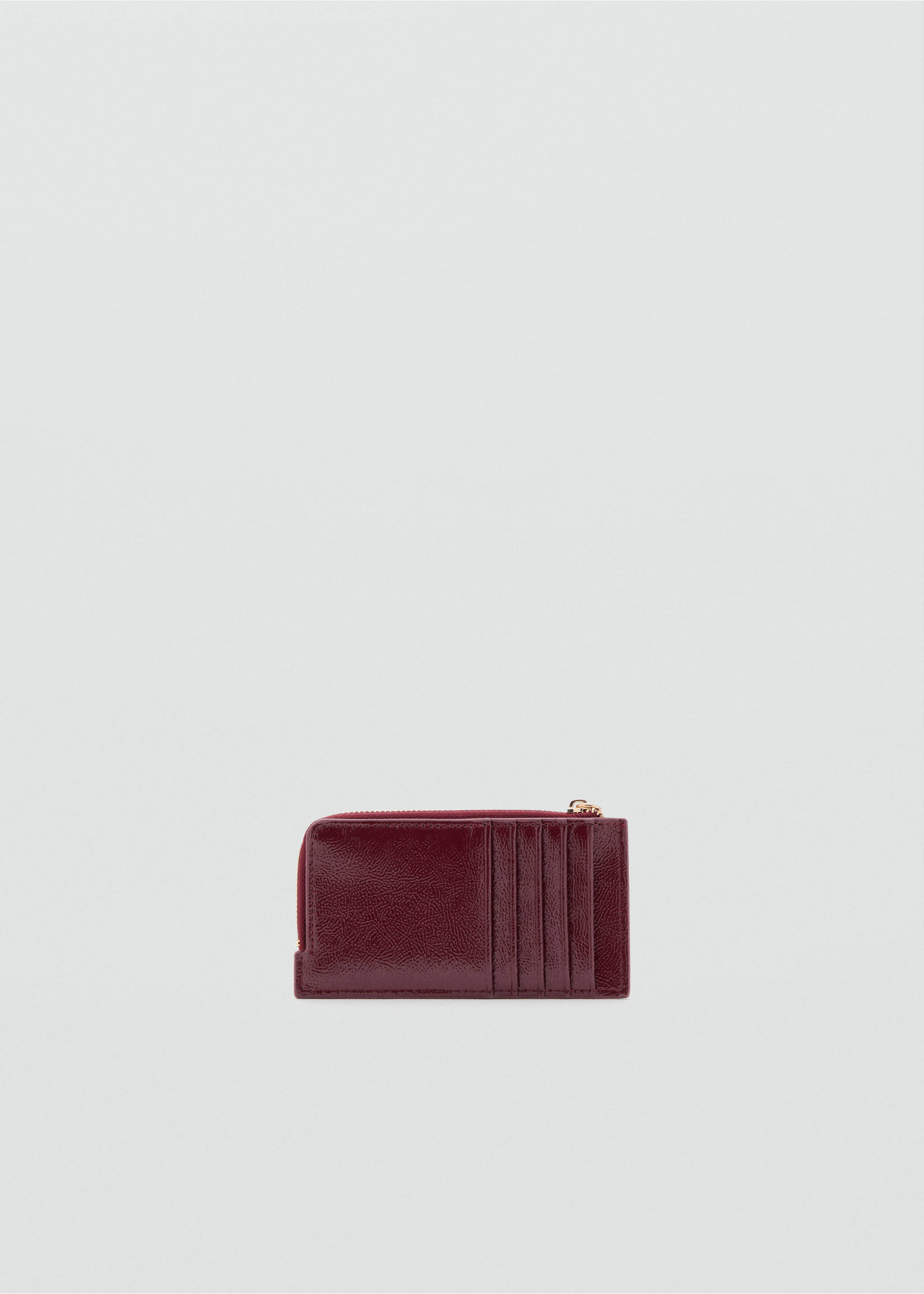 Mini beaded card holder - Details of the article 1, Burgundy. Ref: 27091236-00.
