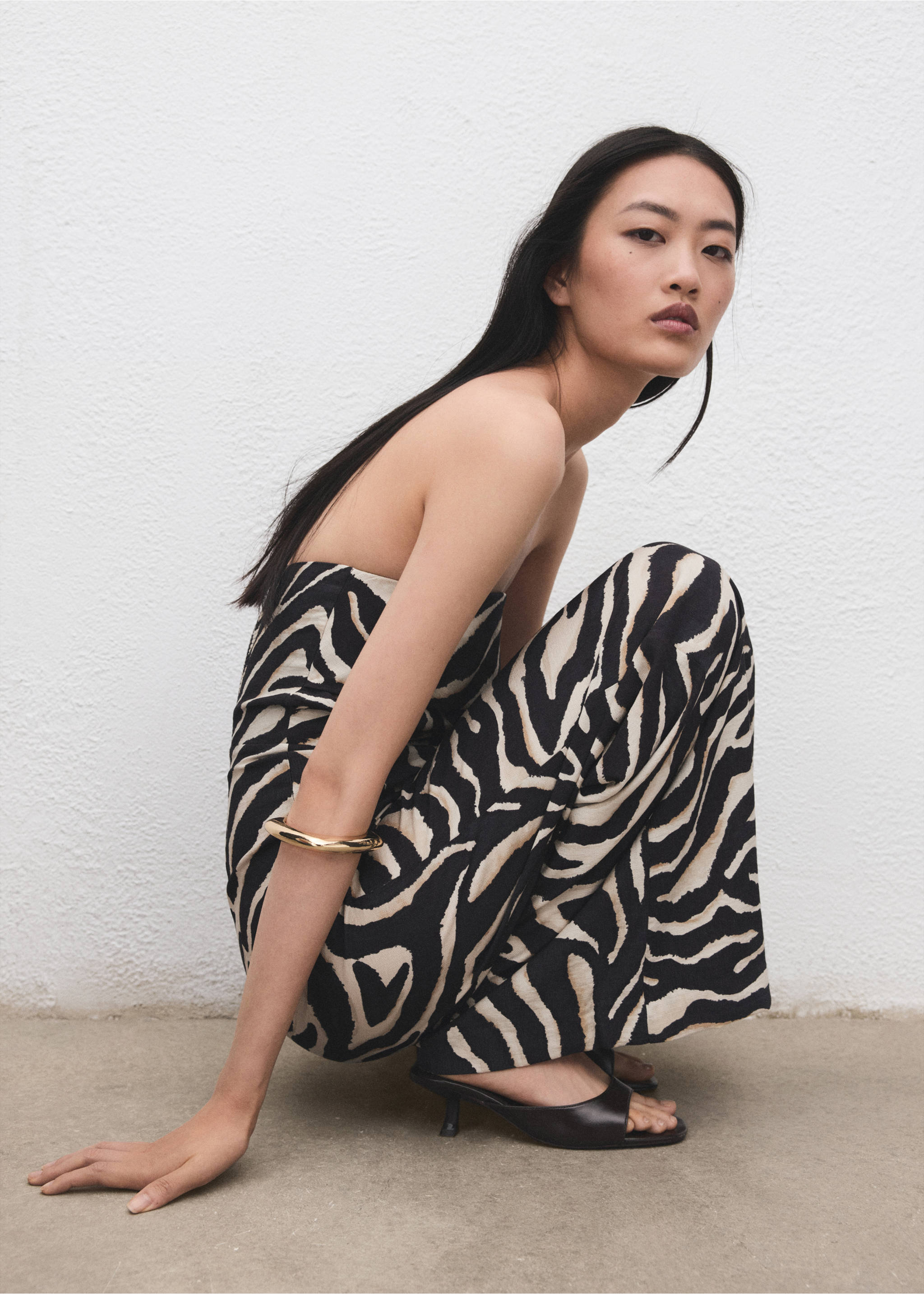 印花露肩连身裤 - null, 黑色. Ref: 27091237-00.