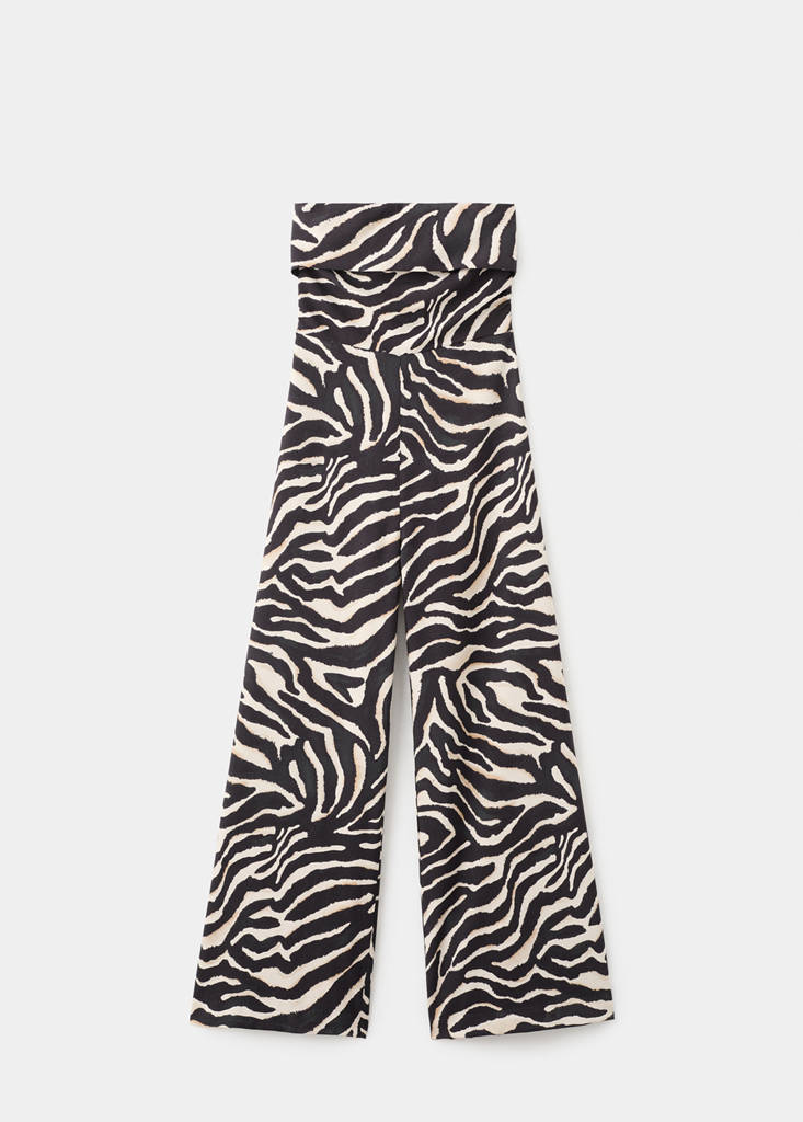 Printed strapless jumpsuit — Black