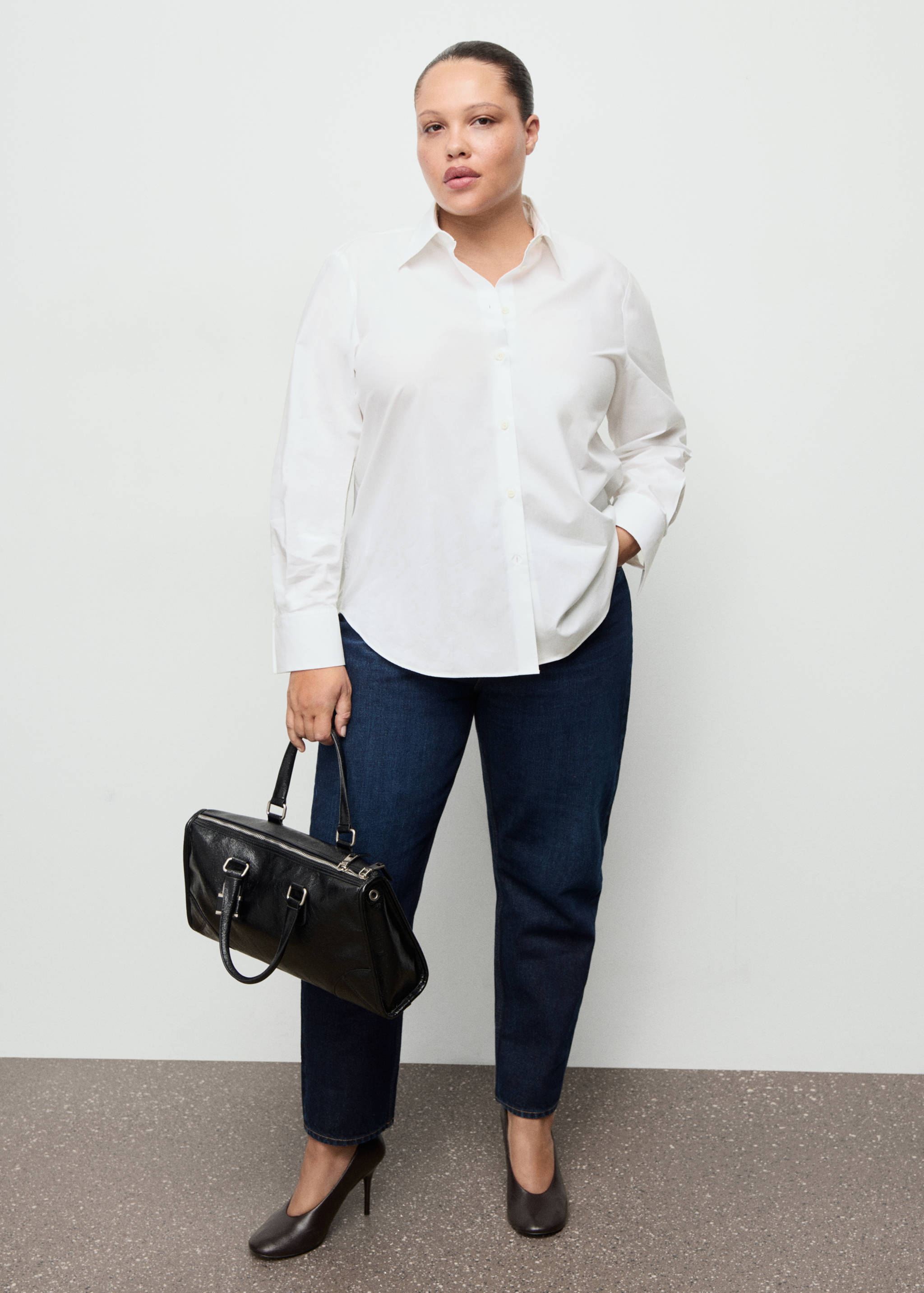 Cotton and lyocell blend straight shirt - Details of the article 3