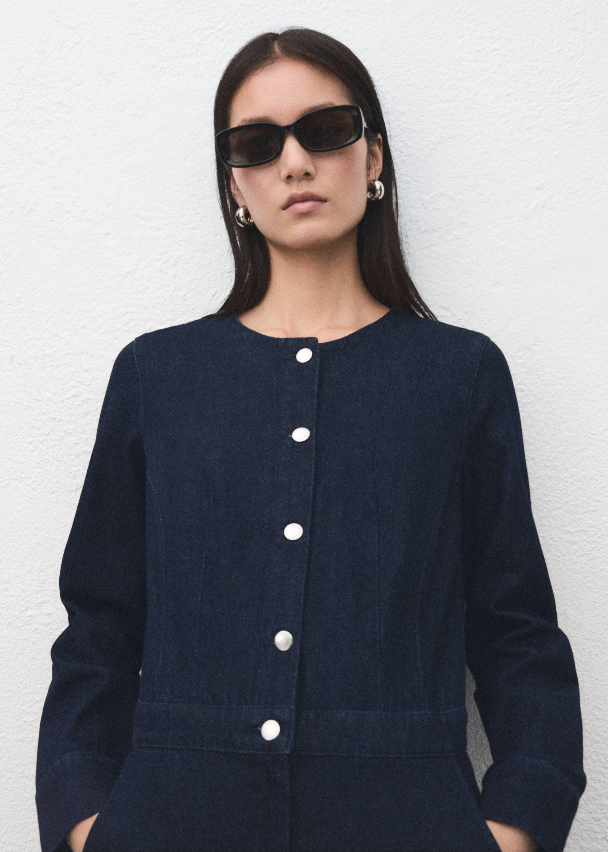 Buttons denim jumpsuit - Medium plane, Dark Blue. Ref: 27091247-00.