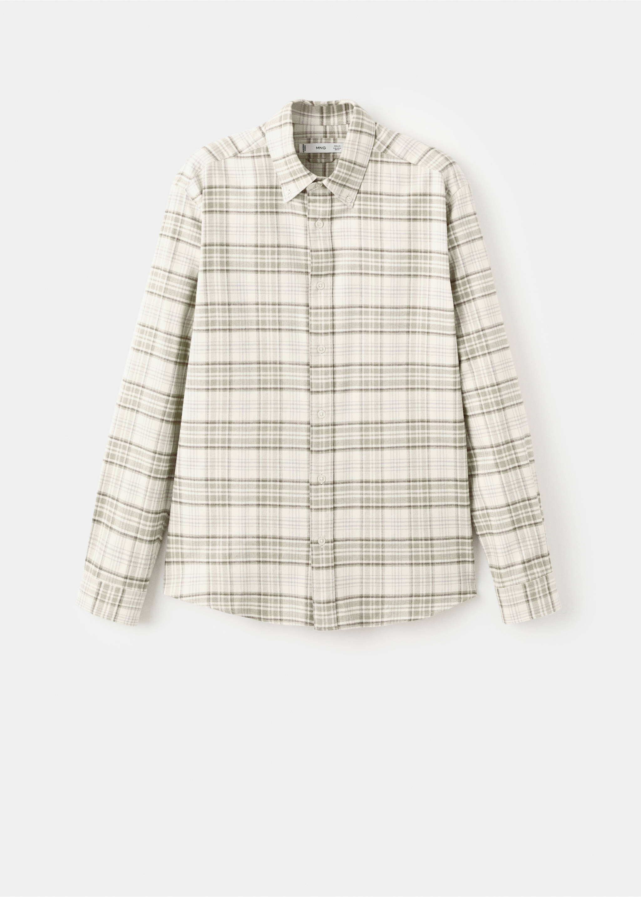 100% cotton flannel checkered shirt - Article without model, Sand. Ref: 27091248-00.
