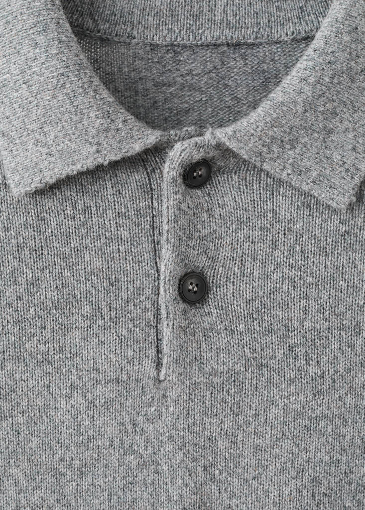 Knitted wool blend polo sweater — Grey