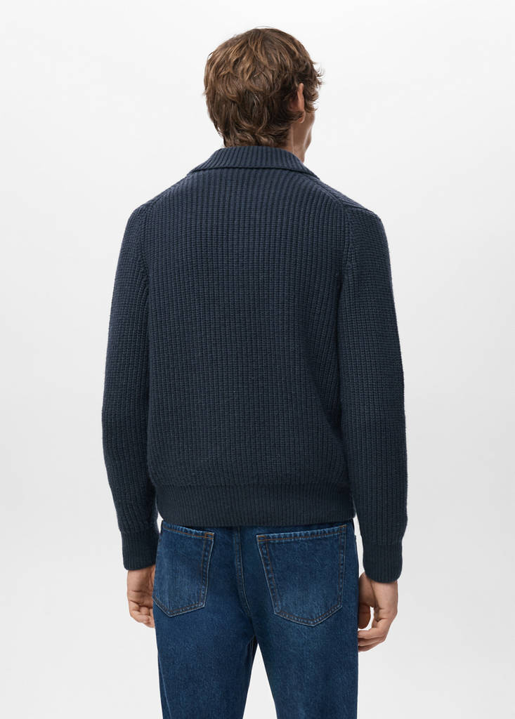 Structured wool-blend cardigan — Navy