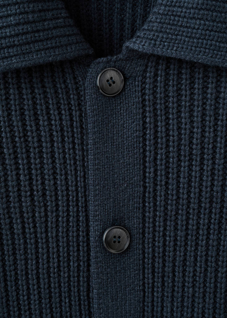 Structured wool-blend cardigan — Navy