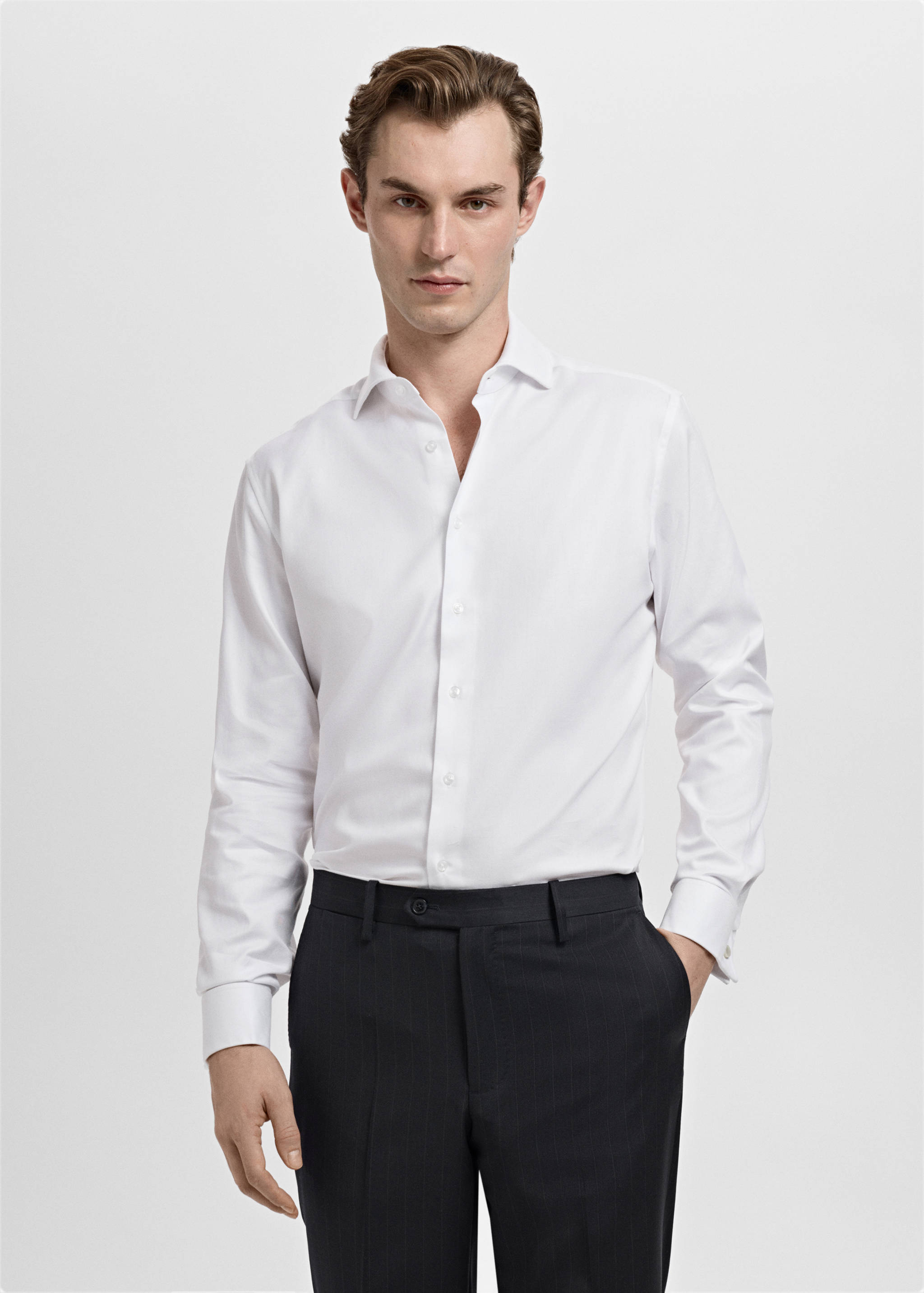 Regular fit cotton suit shirt - Medium plane