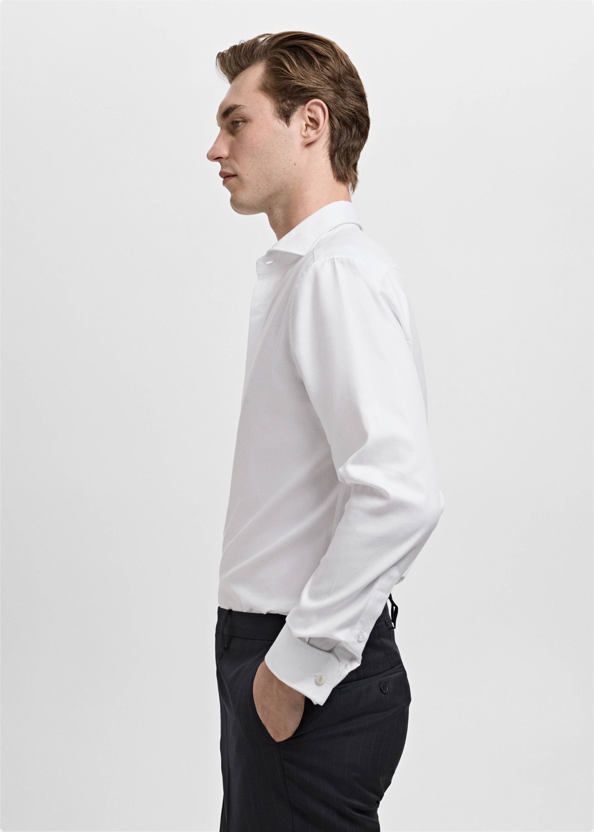 Regular fit cotton suit shirt - Details of the article 2