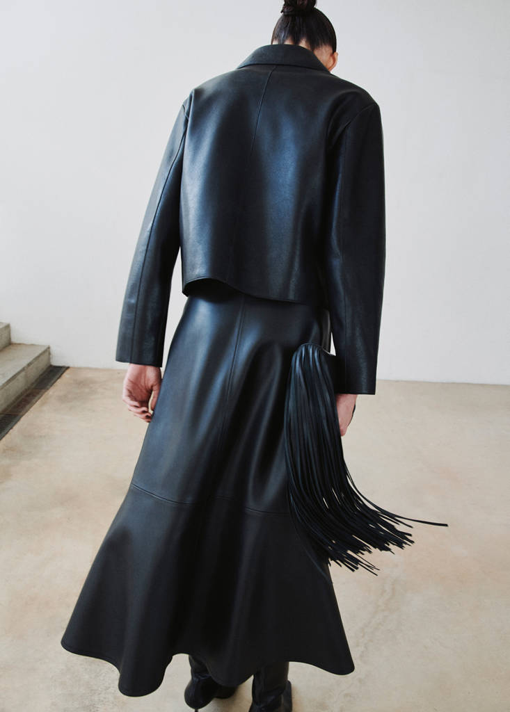 Faux-leather midi-skirt — Black