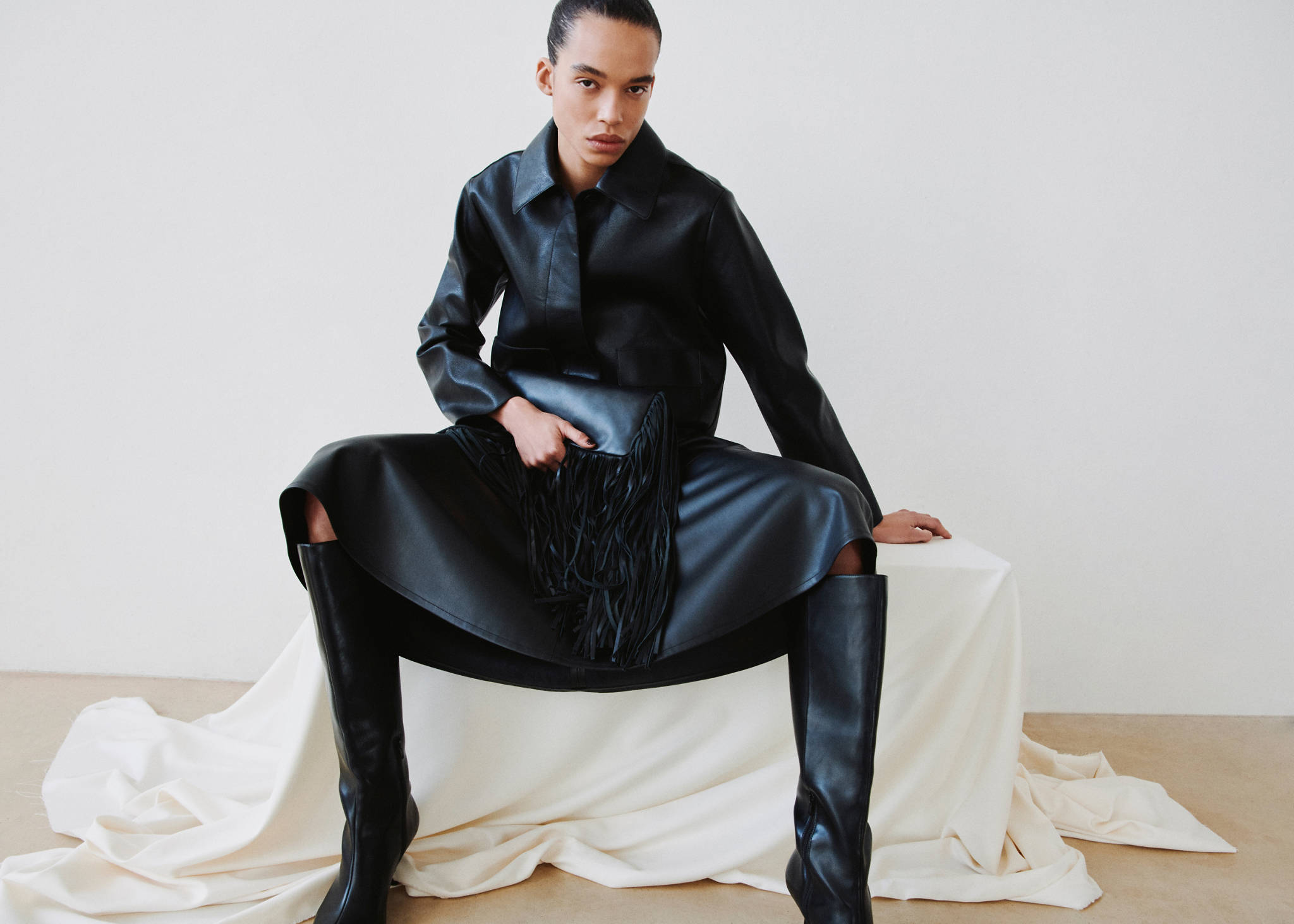Faux-leather midi-skirt - Panoramic plane