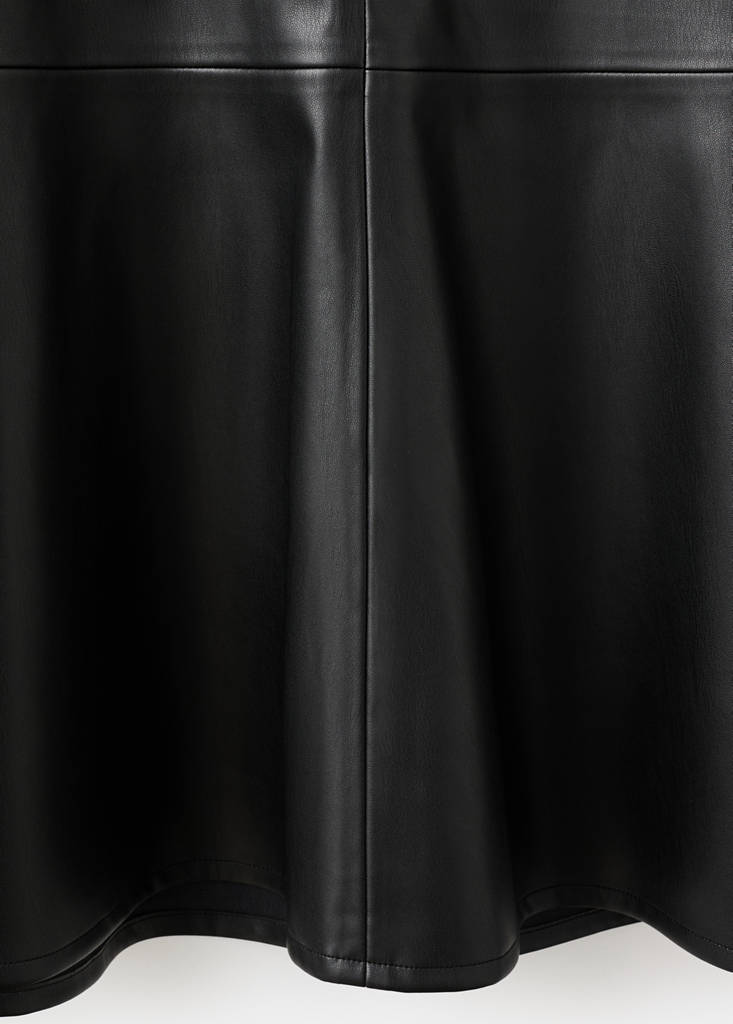 Faux-leather midi-skirt — Black