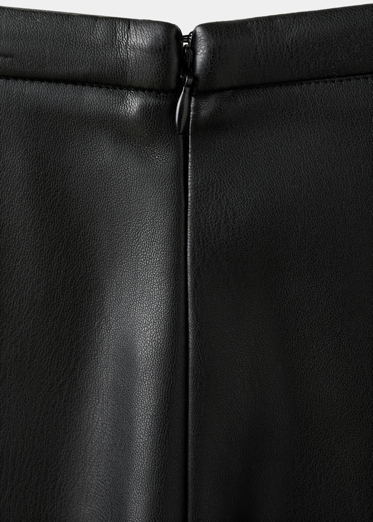 Faux-leather midi-skirt — Black
