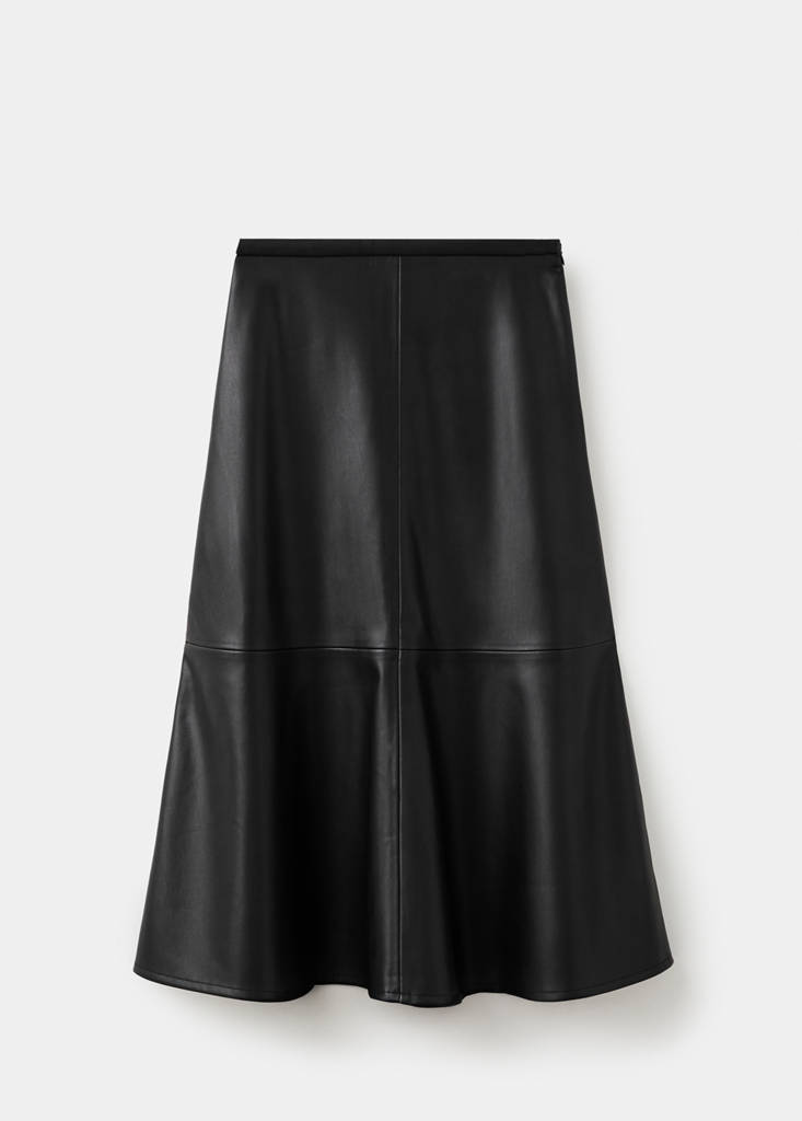 Faux-leather midi-skirt — Black