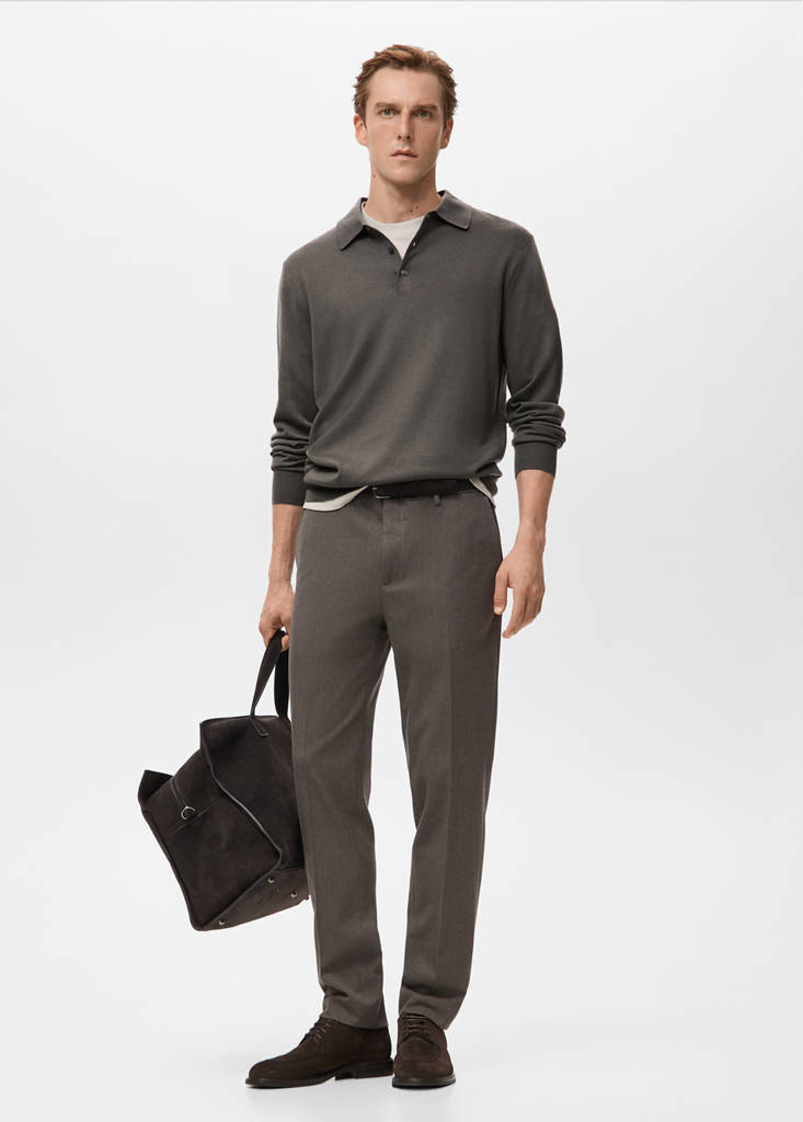 Slim-fit flannel trousers — Medium Brown