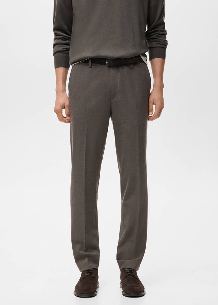Slim-fit flannel trousers — Medium Brown