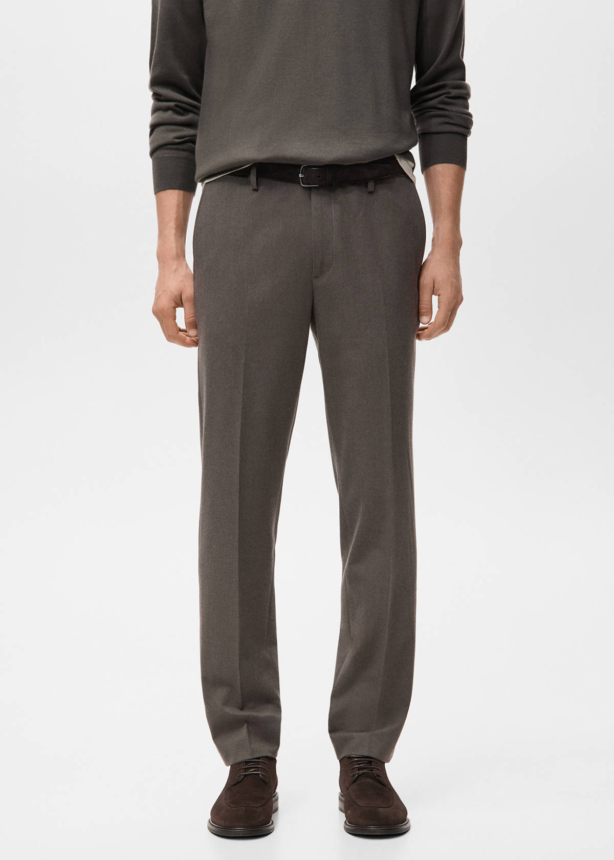 Slim-fit flannel trousers — Medium Brown