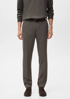 Slim-fit flannel trousers — Medium Brown 1
