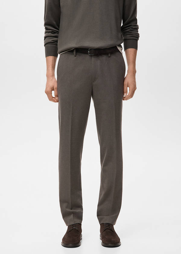 Slim-fit flannel trousers — Medium Brown