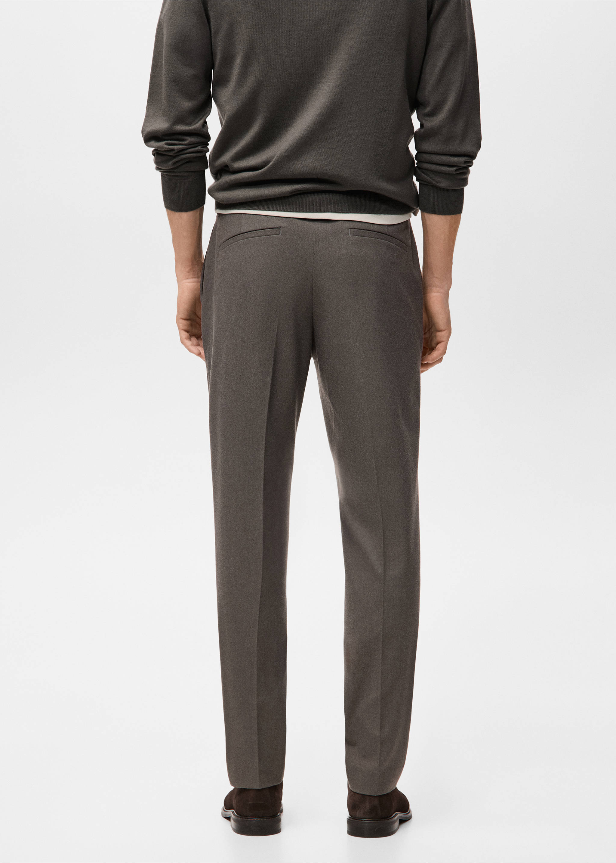 Slim-fit flannel trousers - Reverse of the article, Medium Brown. Ref: 27091256-00.