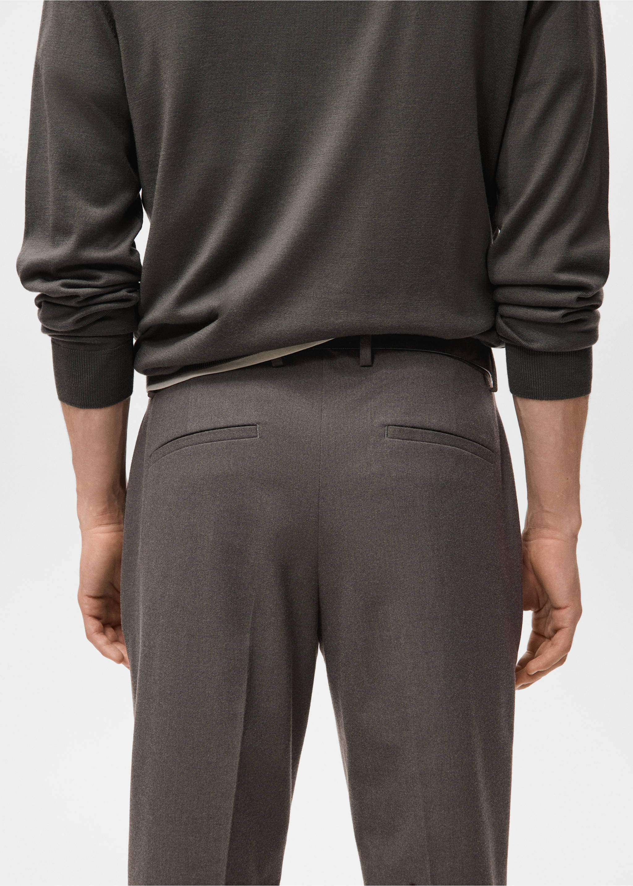 Slim-fit flannel trousers - Details of the article 6, Medium Brown. Ref: 27091256-00.