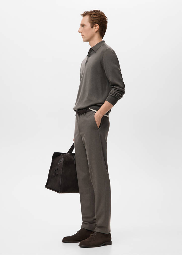 Slim-fit flannel trousers — Medium Brown