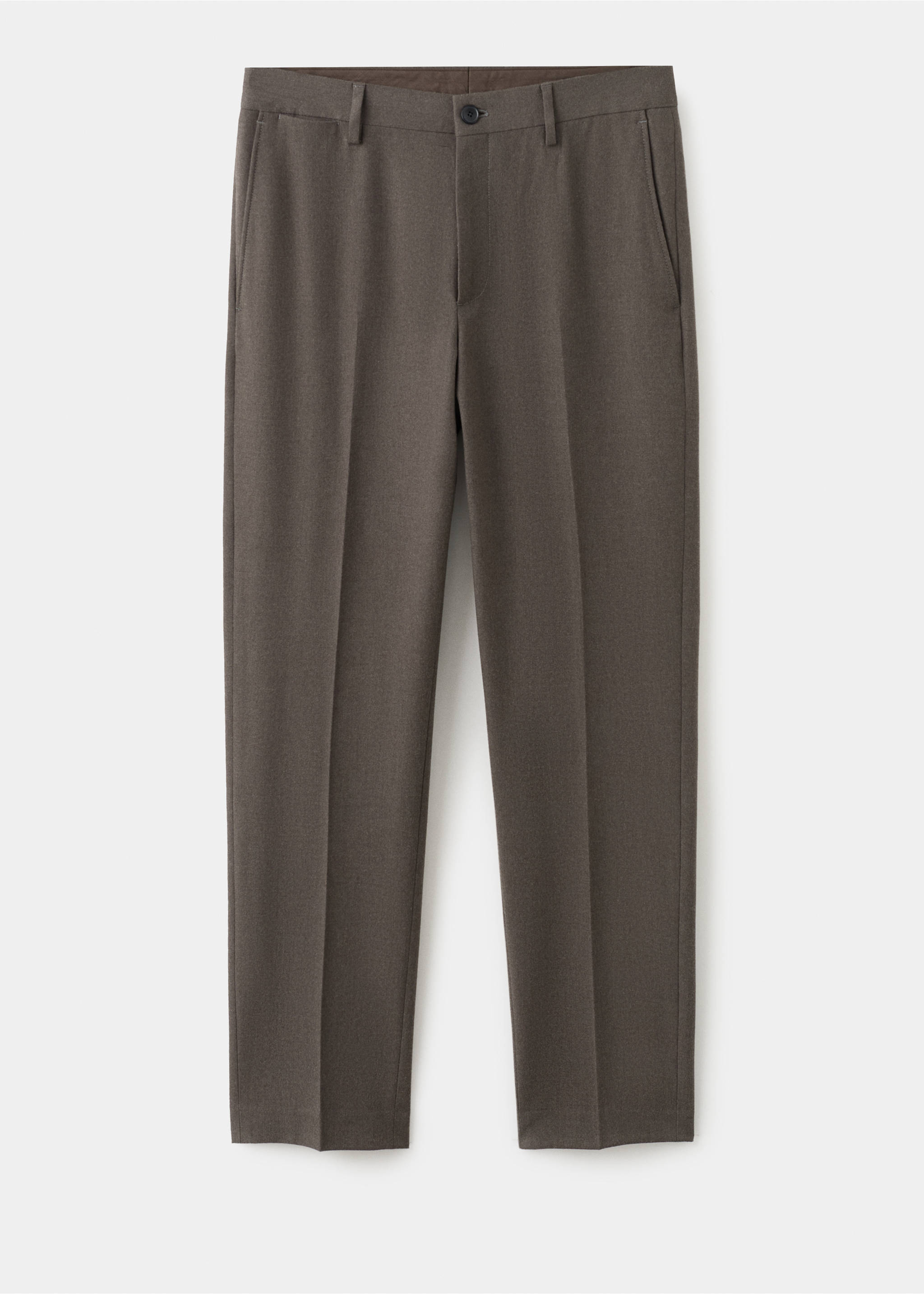 Slim-fit flannel trousers - Article without model, Medium Brown. Ref: 27091256-00.