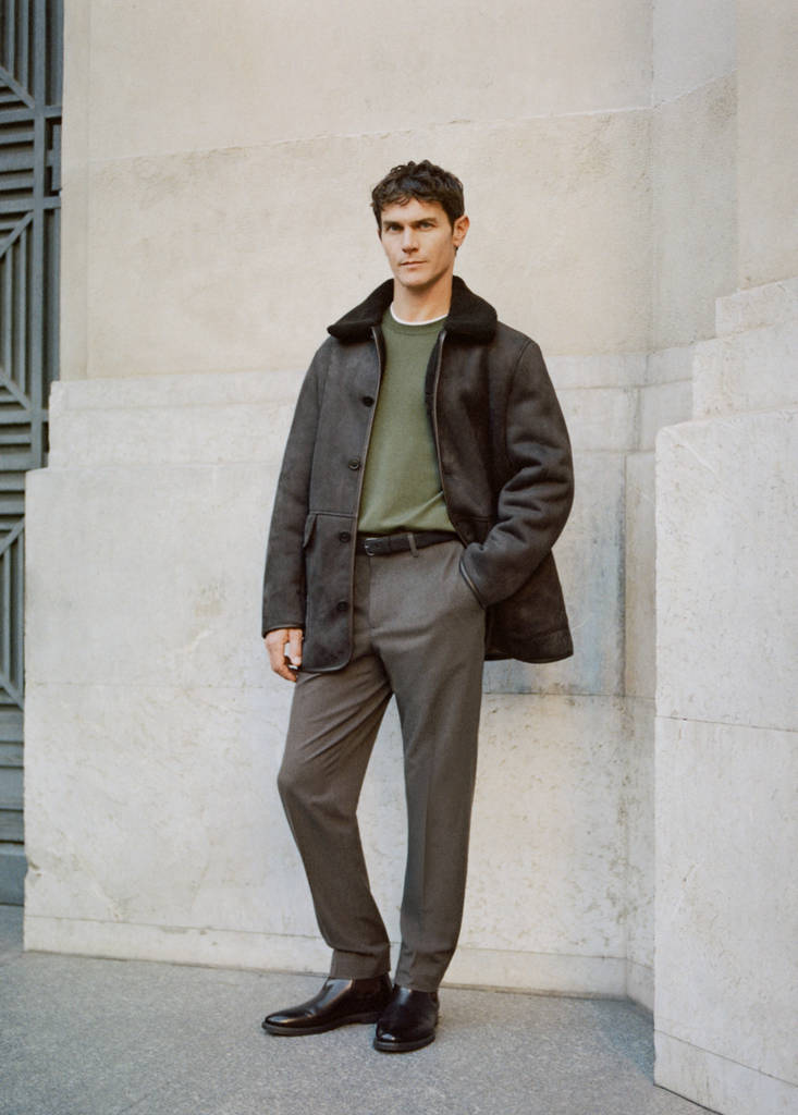 Slim-fit flannel trousers — Medium Brown