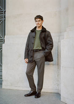 Slim-fit flannel trousers — Medium Brown 7
