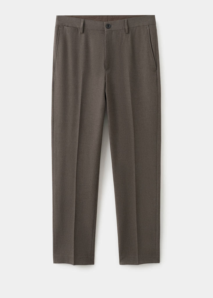 Slim-fit flannel trousers — Medium Brown