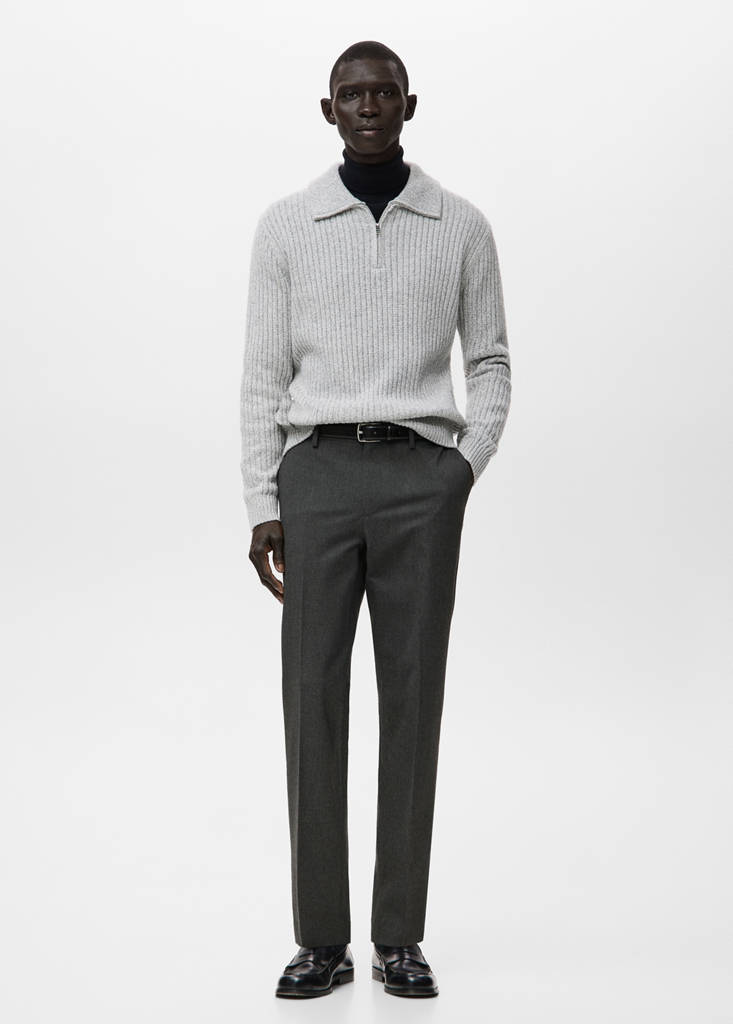 Slim-fit flannel trousers — Dark Heather Grey
