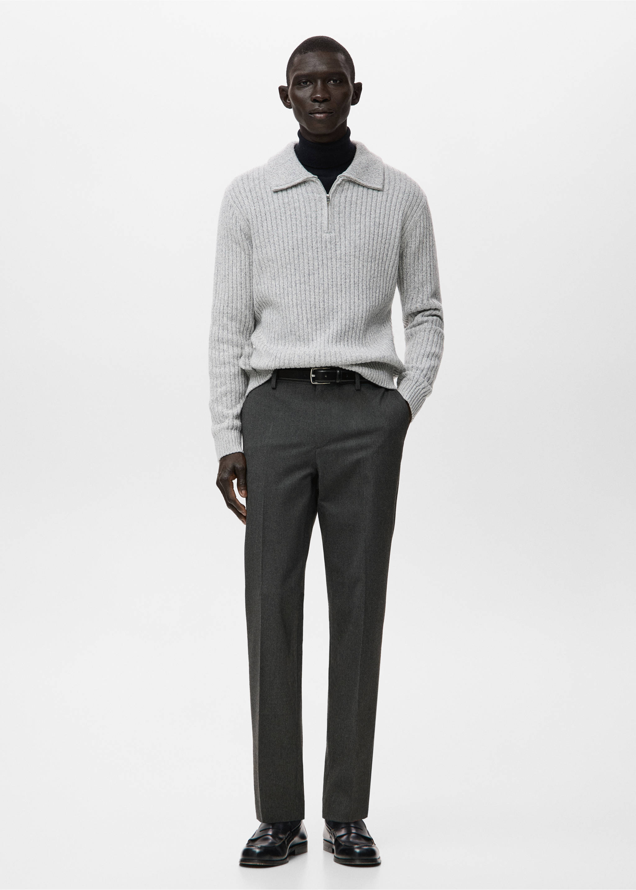 Slim-fit flannel trousers - General plane, Dark Heather Grey. Ref: 27091256-00.