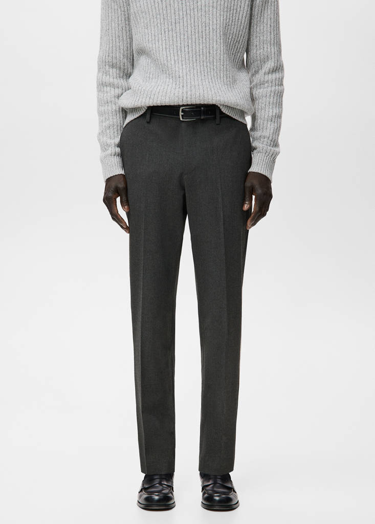 Slim-fit flannel trousers — Dark Heather Grey