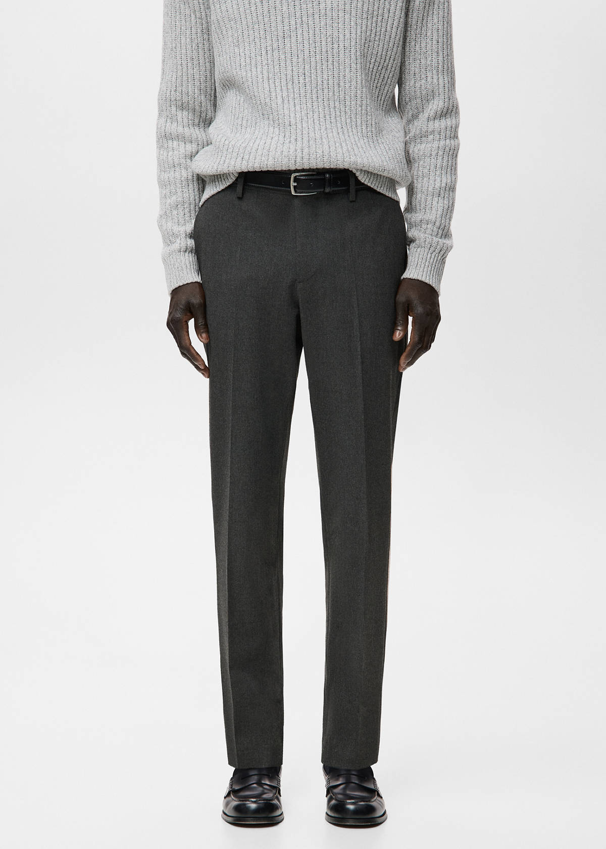 Slim-fit flannel trousers — Dark Heather Grey