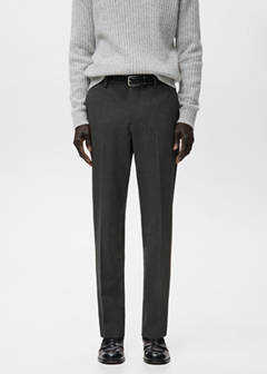 Slim-fit flannel trousers — Dark Heather Grey 1