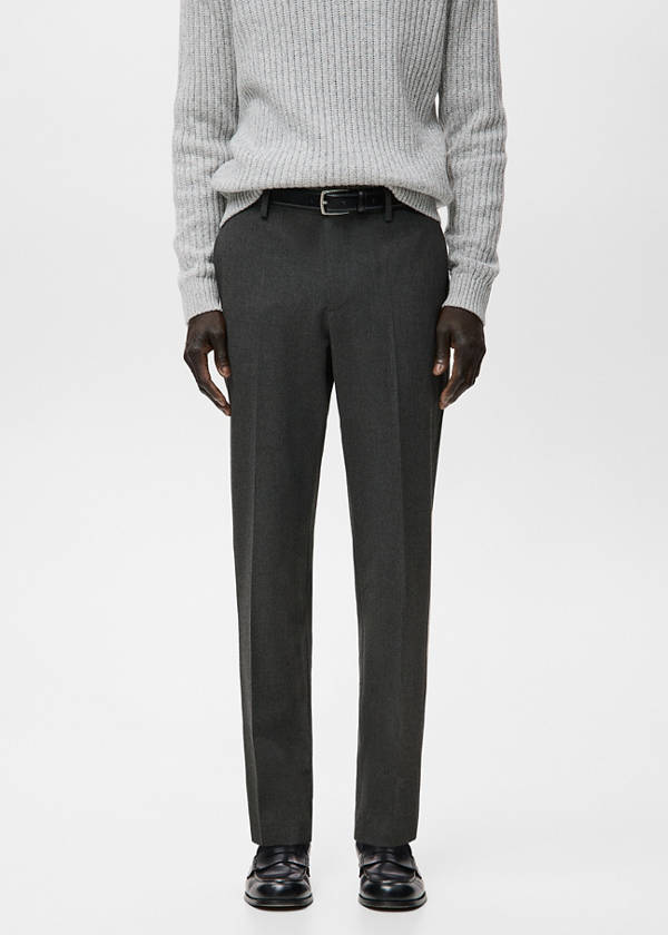 Slim-fit flannel trousers — Dark Heather Grey