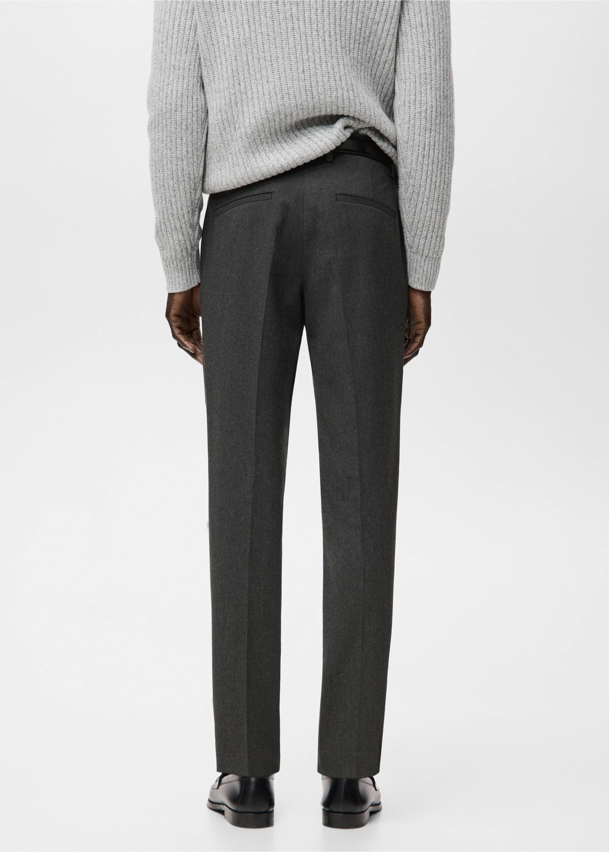 Slim-fit flannel trousers - Reverse of the article, Dark Heather Grey. Ref: 27091256-00.